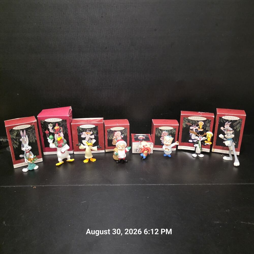 Looney Tunes Hallmark Keepsake Christmas Ornaments Lot of 8 With Boxes Vintage